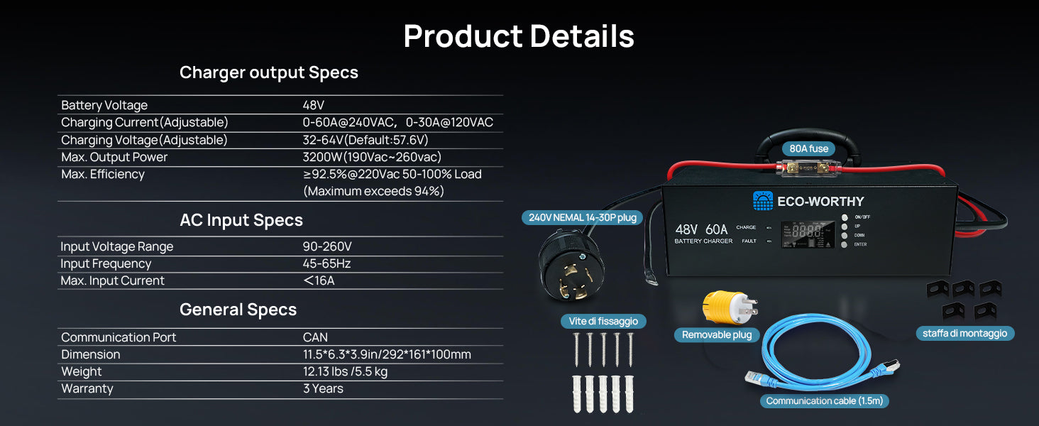 Nabíječka baterií LiFePO4 48V 60A s nastavitelným napětím a proudem