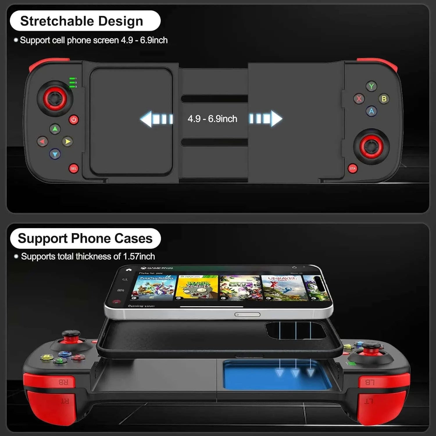 D3 Retractable Wireless Game Controller for Phone, Switch, PS3, PS4, PC-black / United States