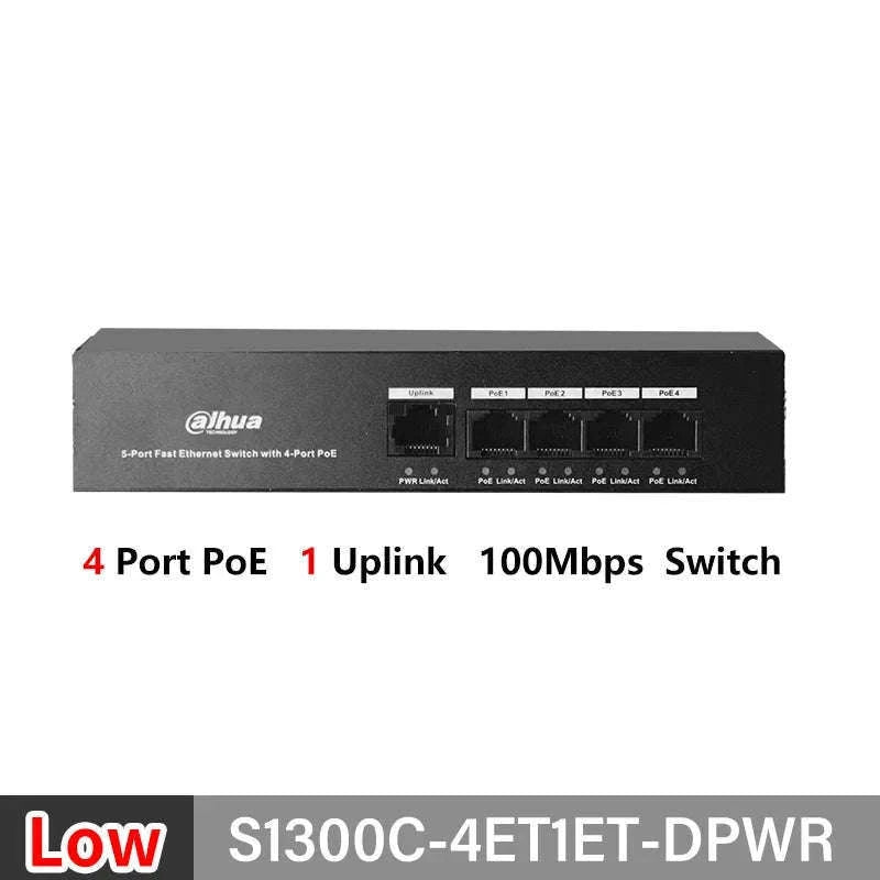 Dahua PoE Switch for IP Cameras and Intercoms-6 Port Max 60W / UK Plug