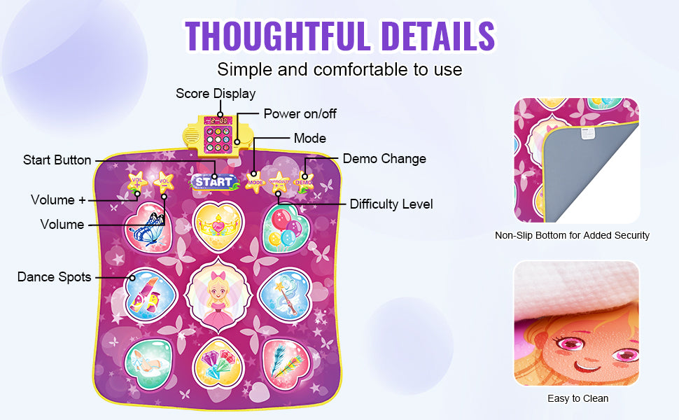 Kids Electronic Dance Mat with 9 Buttons, 3 Modes & 8 Levels