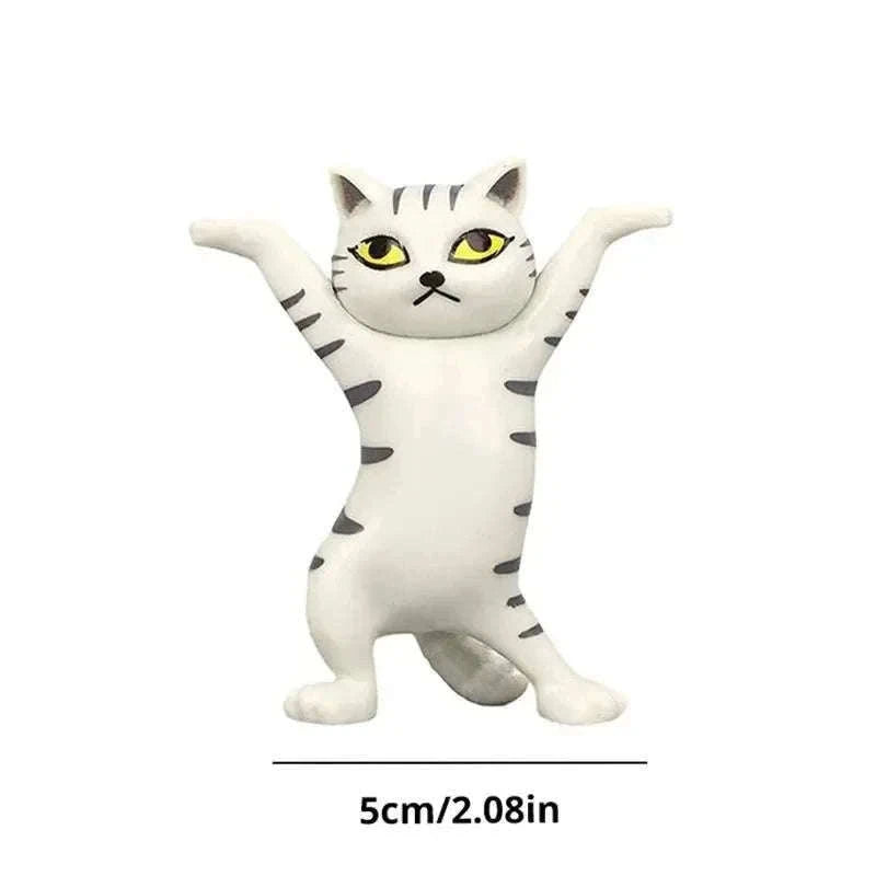 Dancing Cat Figure Decoration Set, 5-Piece PVC Mini Cats-5PCs