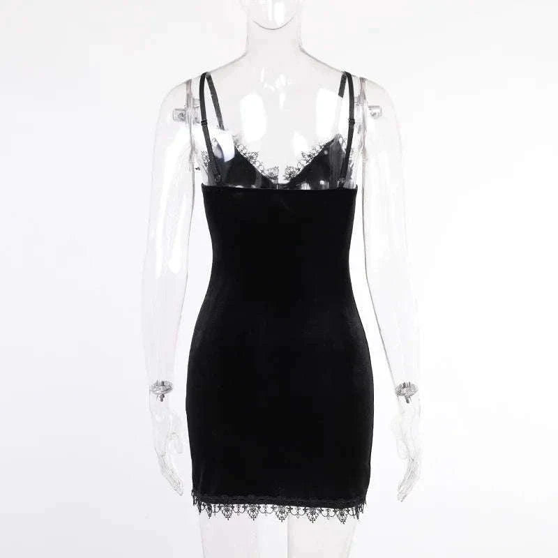 Dark Cross Black Mini Dress with Gothic Cut-Out Detail-black / S