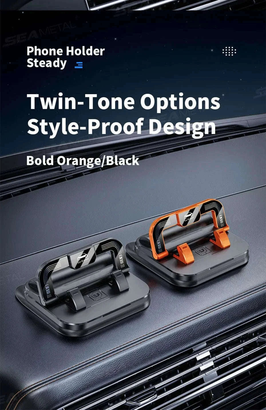 Dashboard Car Phone Holder with Number Plate-Black orange