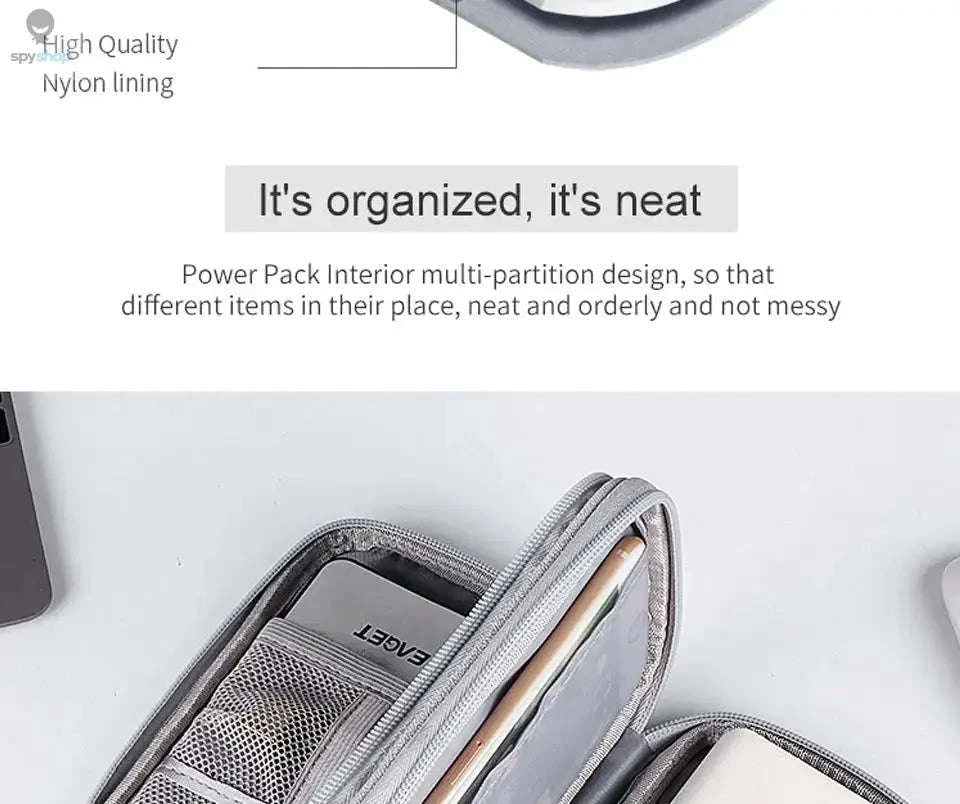 Data Cable Storage Bag – Waterproof Travel Organizer for Cords and Accessories-Single Layer 1