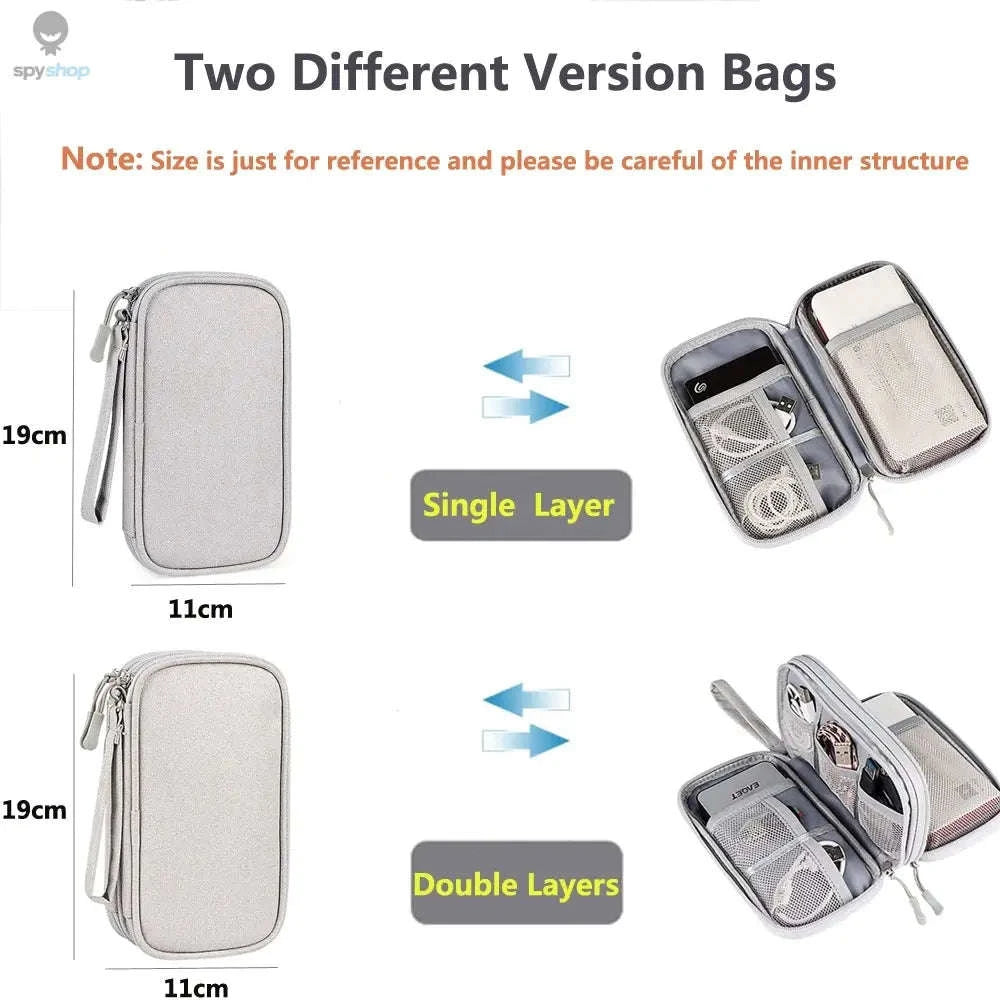 Data Cable Storage Bag – Waterproof Travel Organizer for Cords and Accessories-Single Layer 1