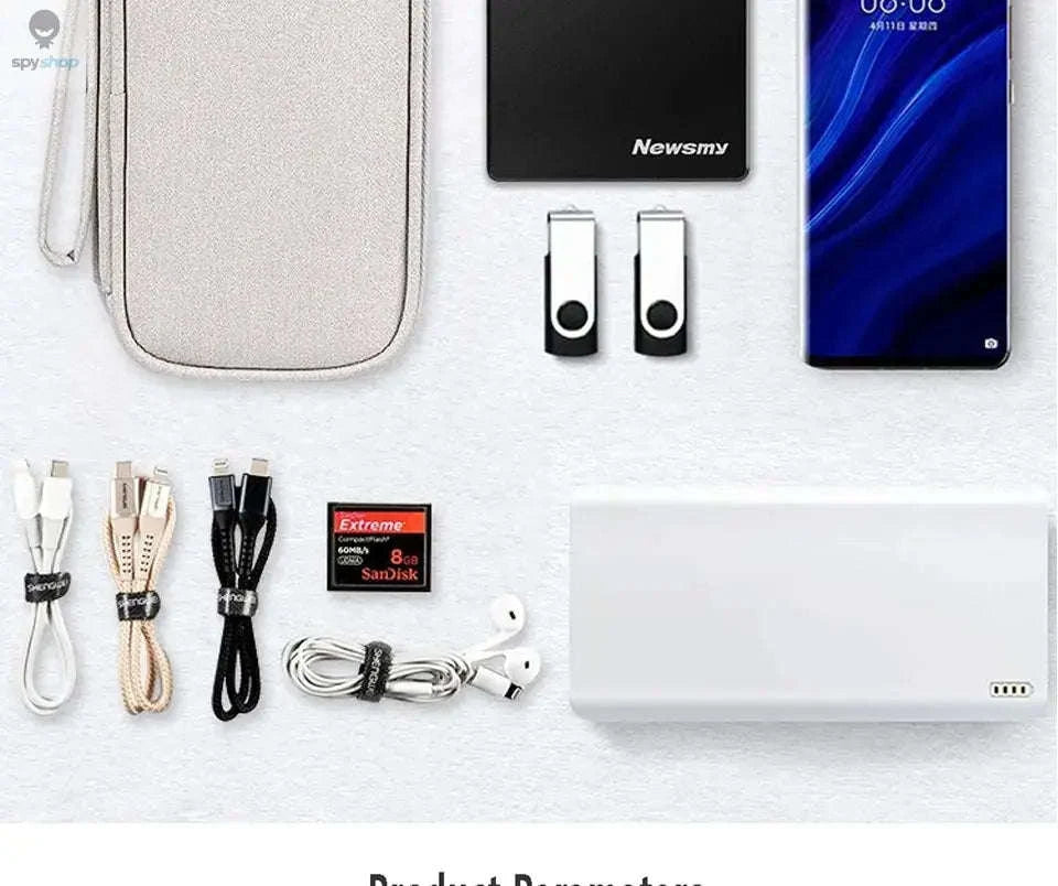 Data Cable Storage Bag – Waterproof Travel Organizer for Cords and Accessories-Single Layer 1