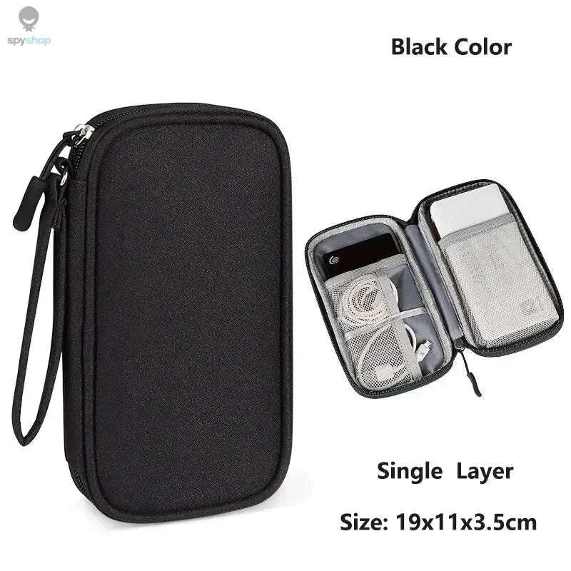Data Cable Storage Bag – Waterproof Travel Organizer for Cords and Accessories-Single Layer 1