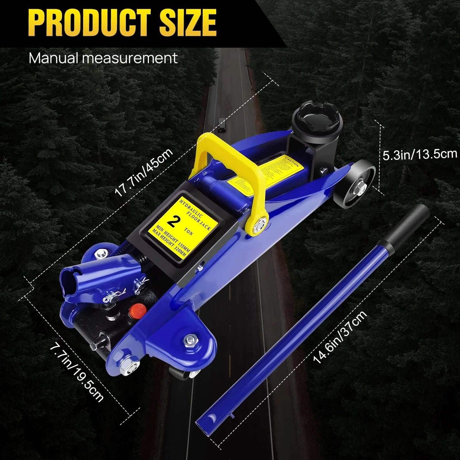 DayPlus 2‑Tonne Hydraulic Trolley Jack with Steel Frame and 360° Wheels-Blue / GERMANY