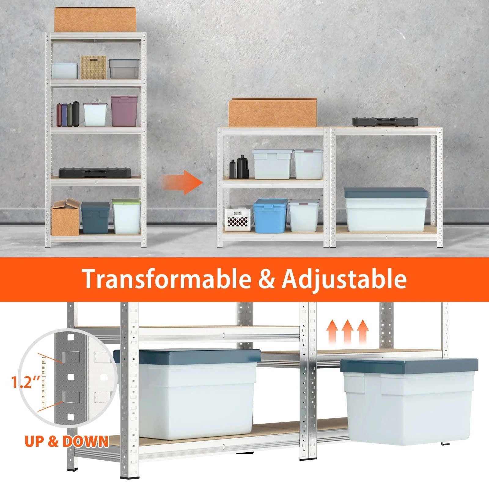 DayPlus 5‑Tier Boltless Garage Shelving Unit-150 x 70 x 30 cm / UNITED KINGDOM