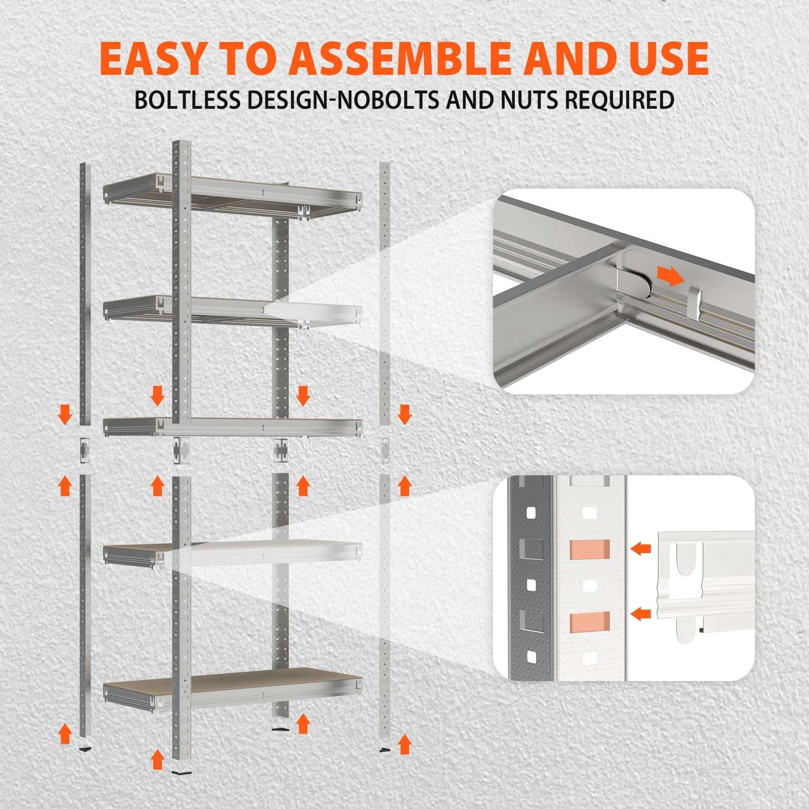 DayPlus 5‑Tier Boltless Garage Shelving Unit-150 x 70 x 30 cm / UNITED KINGDOM