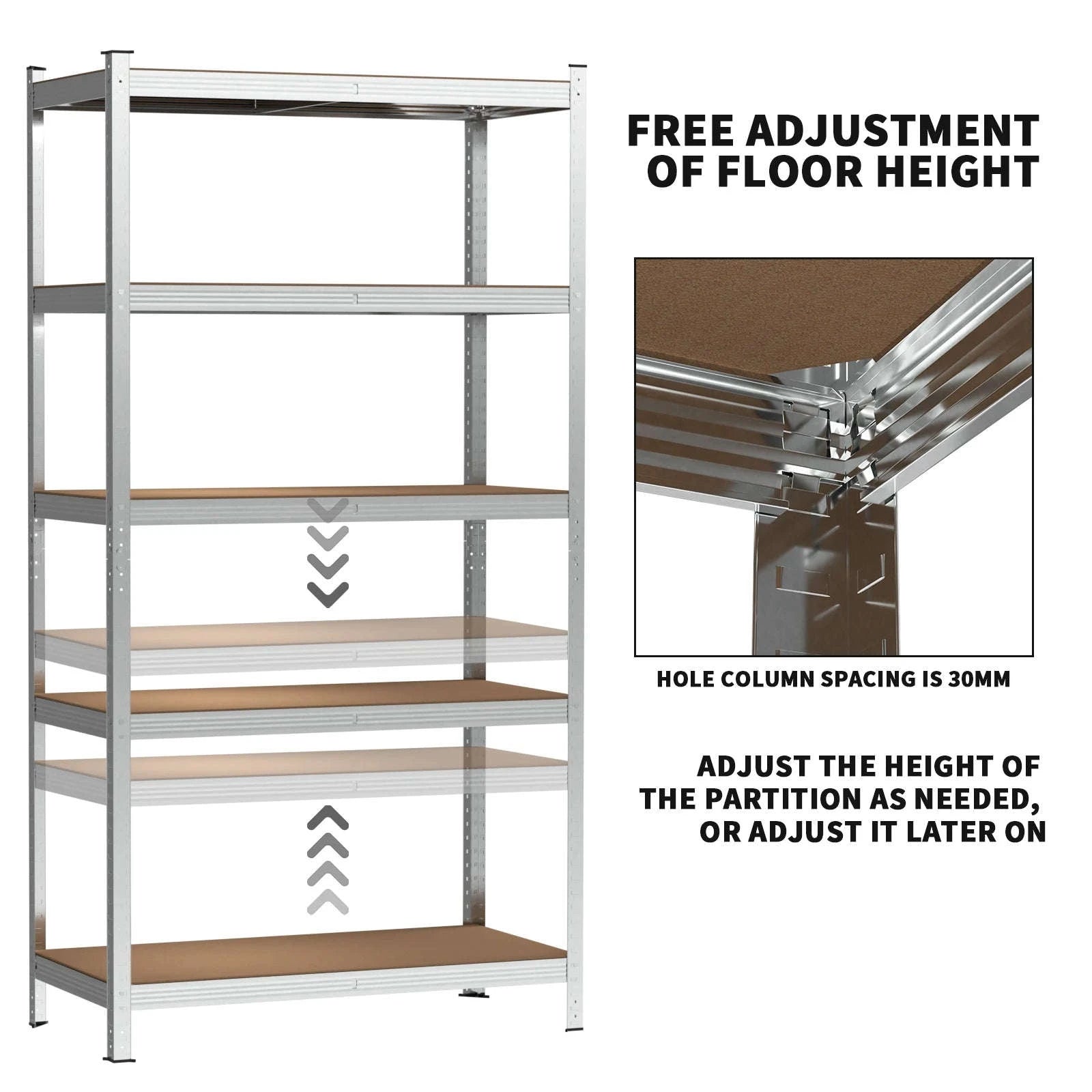DayPlus 5‑Tier Boltless Garage Shelving Unit-150 x 70 x 30 cm / UNITED KINGDOM
