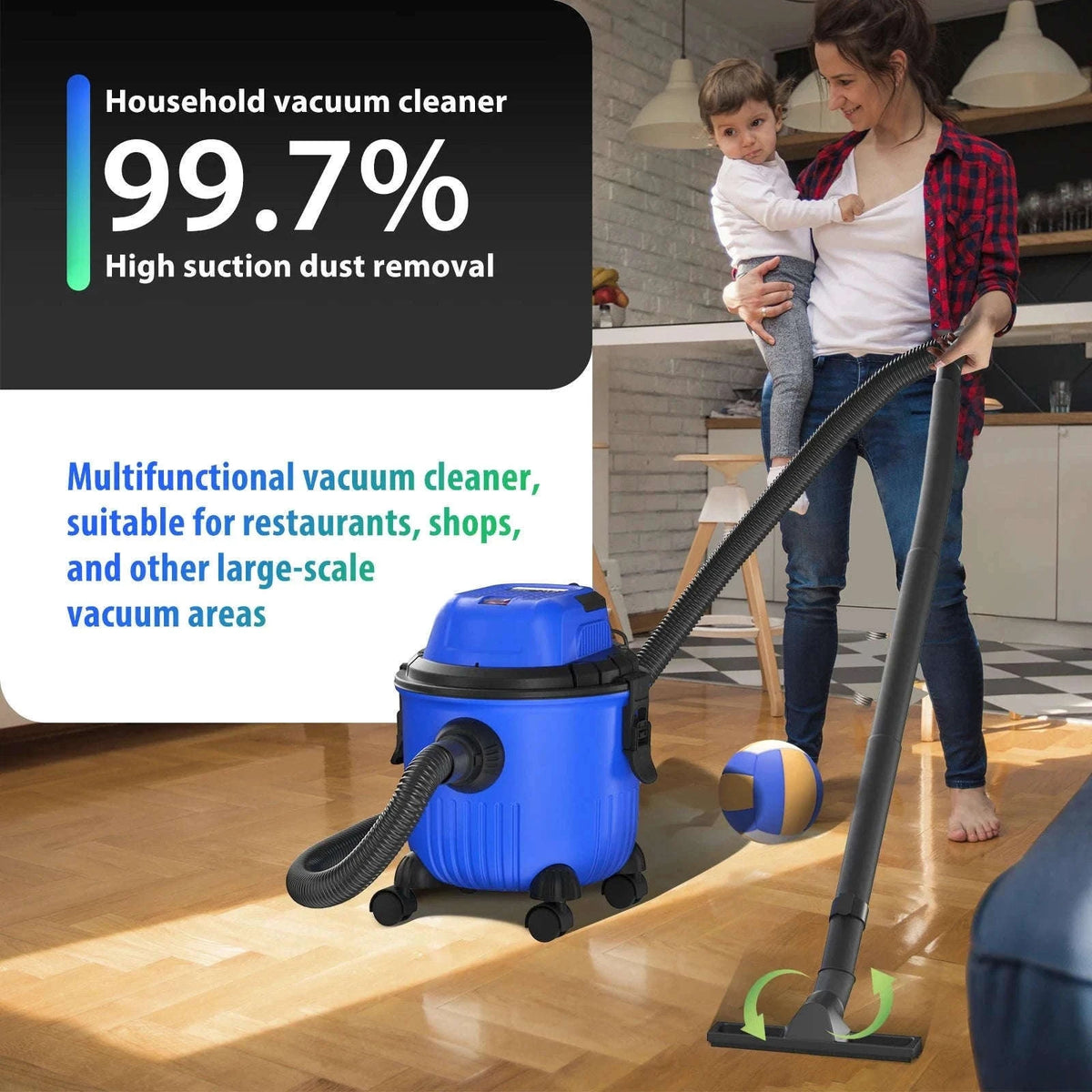 DayPlus Industrial Wet & Dry Vacuum Cleaner 15L-UNITED KINGDOM