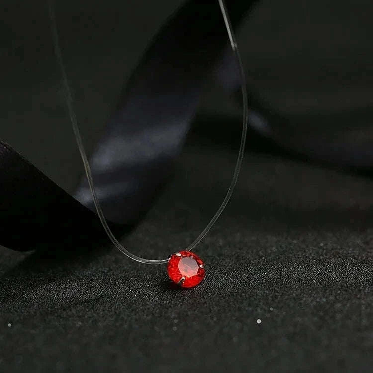 Dazzling Zircon Floating Necklace-6 claw
