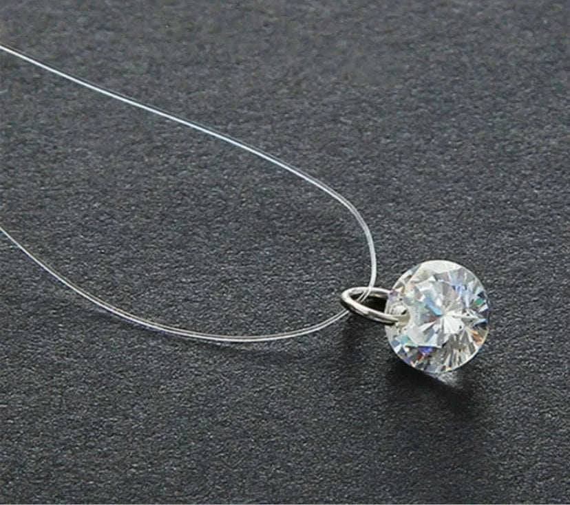 Dazzling Zircon Floating Necklace-6 claw