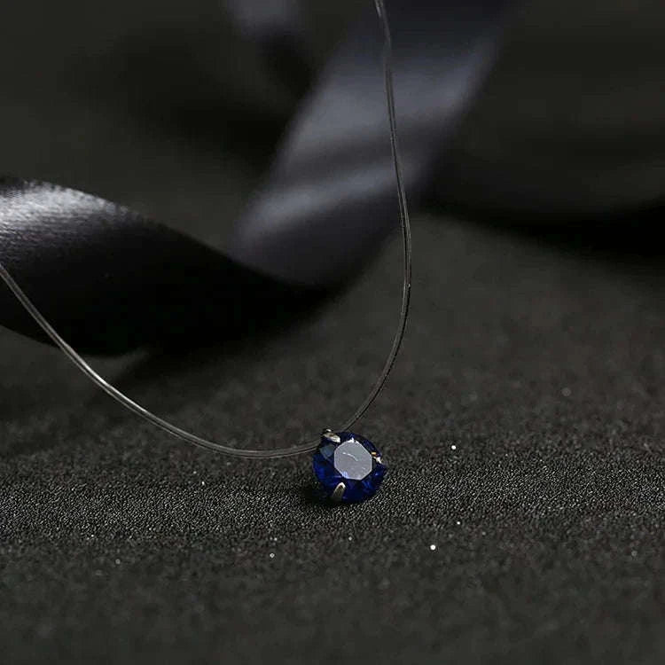 Dazzling Zircon Floating Necklace-6 claw