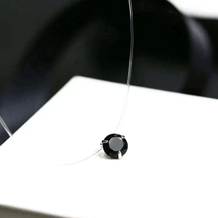 Dazzling Zircon Floating Necklace-6 claw