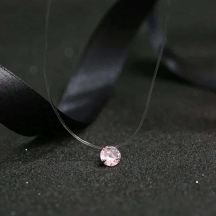 Dazzling Zircon Floating Necklace-6 claw