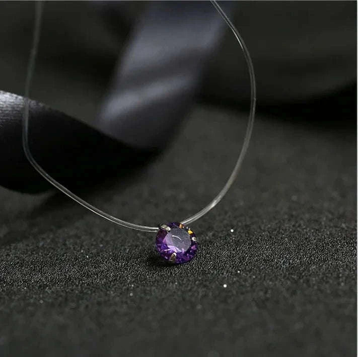 Dazzling Zircon Floating Necklace-6 claw