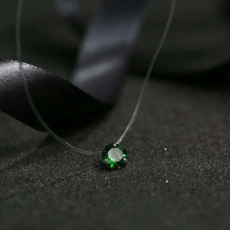 Dazzling Zircon Floating Necklace-6 claw