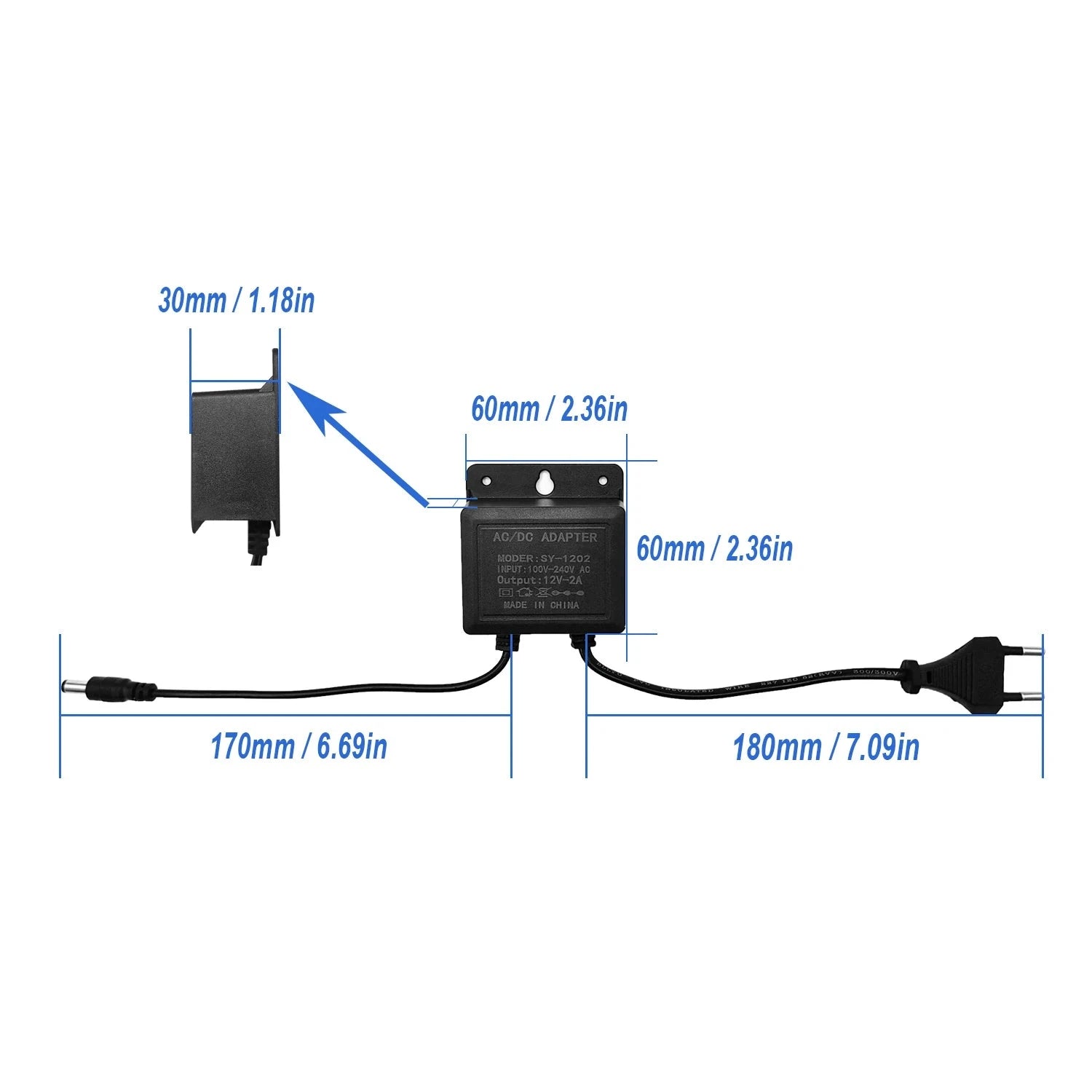 DC12V 2A Waterproof Power Adapter for CCTV Security-CHINA / EU Plug