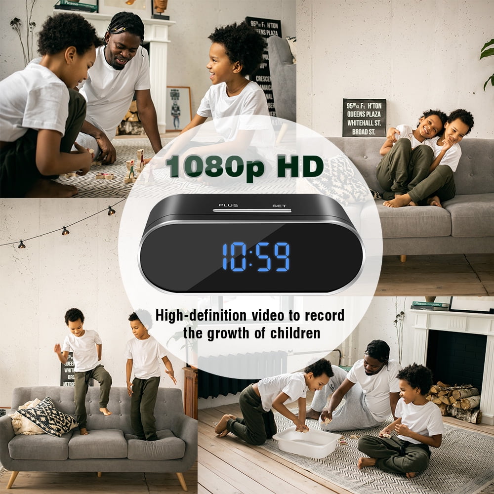 Mini Camera Clock HD 1080P Wi-Fi Alarm Clock Camera with Motion Detection, Night Vision, Anti-Theft Monitoring & 32G Memory Card