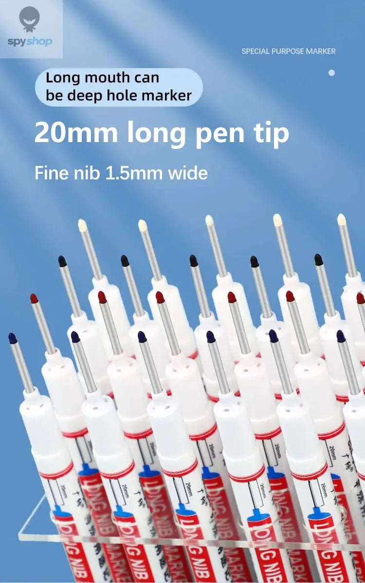 Deep Hole Marker Pen Set with 20mm Extended Nib-2black 1red 1green