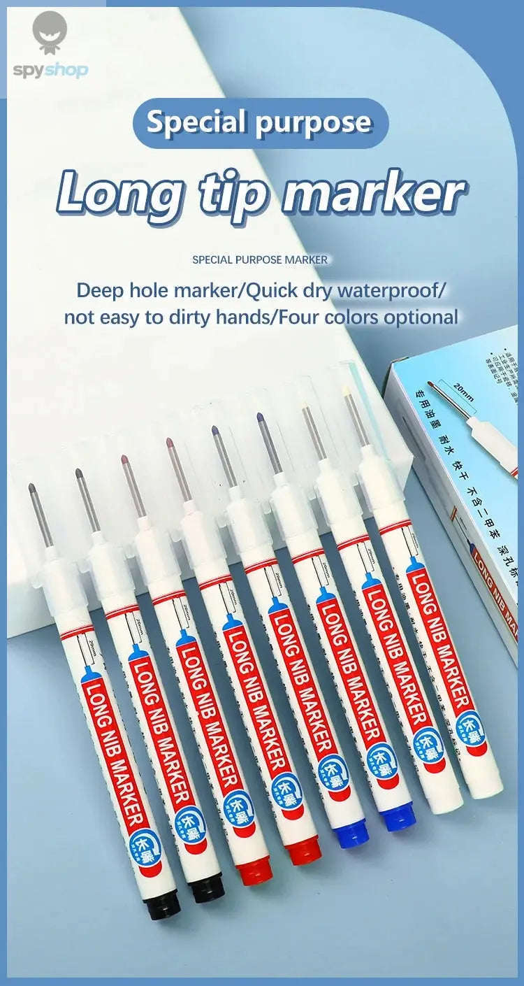 Deep Hole Marker Pen Set with 20mm Extended Nib-2black 1red 1green