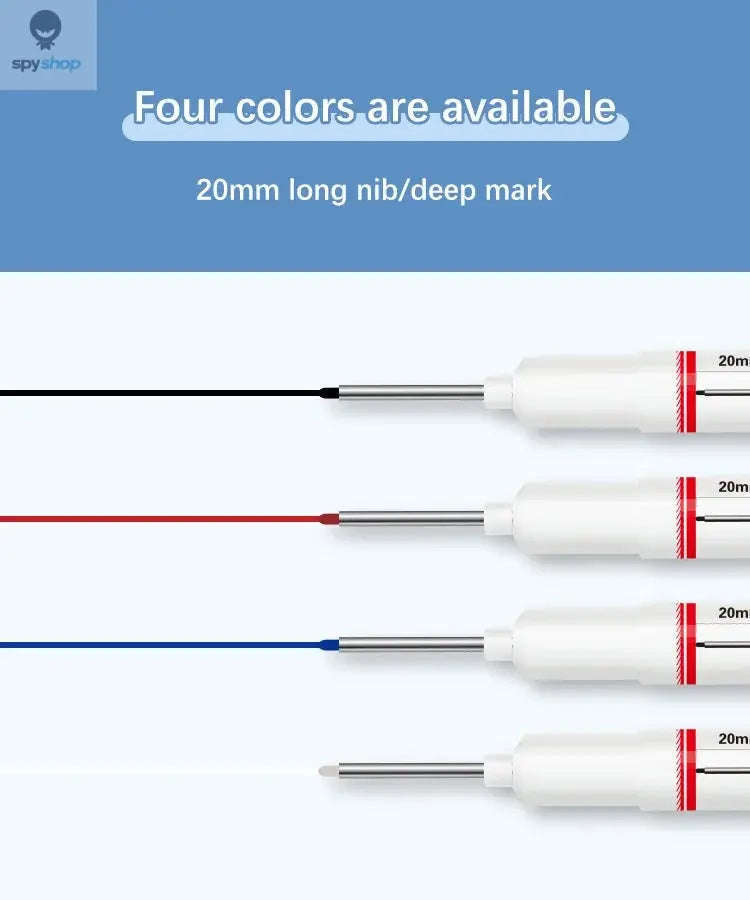 Deep Hole Marker Pen Set with 20mm Extended Nib-2black 1red 1green