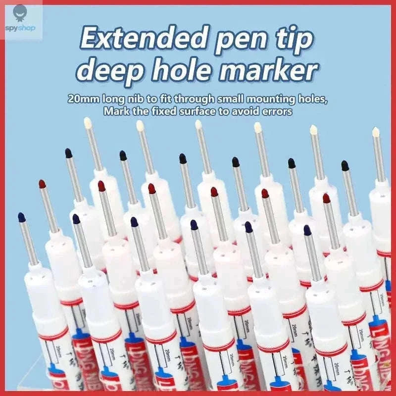Deep Hole Marker Pen Set with 20mm Extended Nib-2black 1red 1green