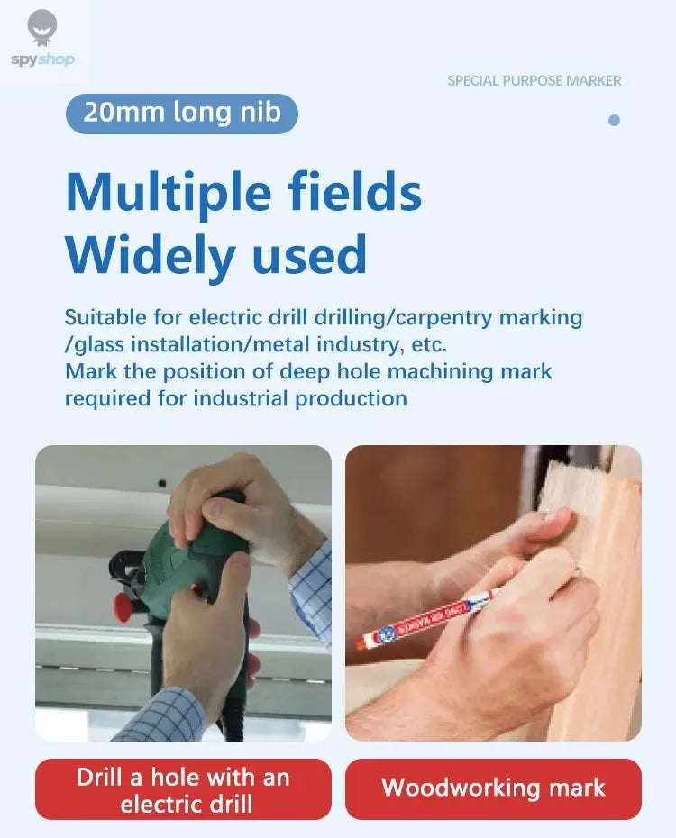 Deep Hole Marker Pen Set with 20mm Extended Nib-2black 1red 1green