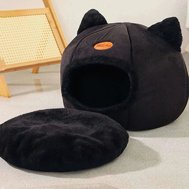 Deep Sleep Winter Cat Bed Cozy Cave Nest for Cats and Small Dogs-Light Grey / L 36x36x36cm