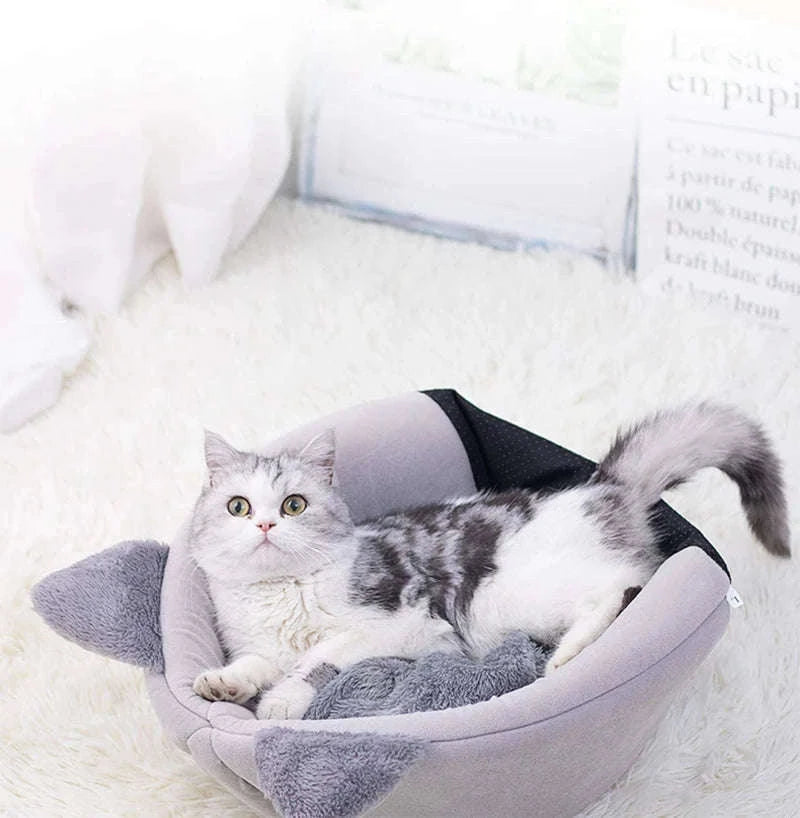 Deep Sleep Winter Cat Bed Cozy Cave Nest for Cats and Small Dogs-Light Grey / L 36x36x36cm