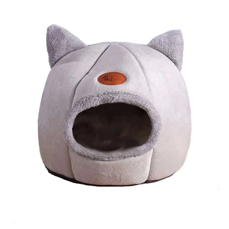 Deep Sleep Winter Cat Bed Cozy Cave Nest for Cats and Small Dogs-Light Grey / L 36x36x36cm