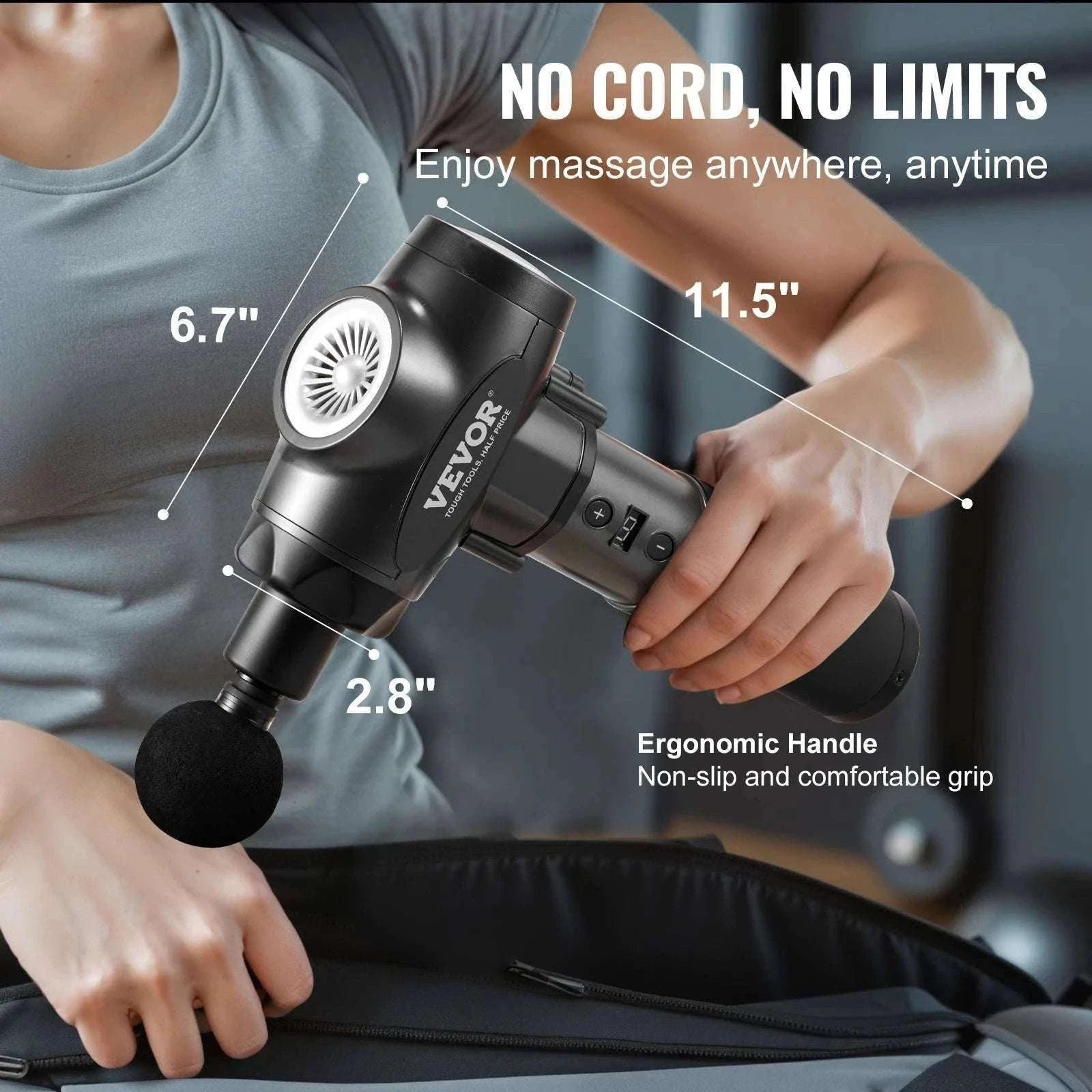 Deep Tissue Massage Gun with 9 Speeds & 6 Heads for Muscle Relief-X-shape / CZECH REPUBLIC
