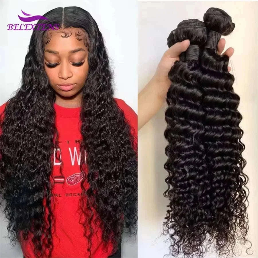 Deep Wave Brazilian Human Hair Bundles for Full Body-france / 20 22 22