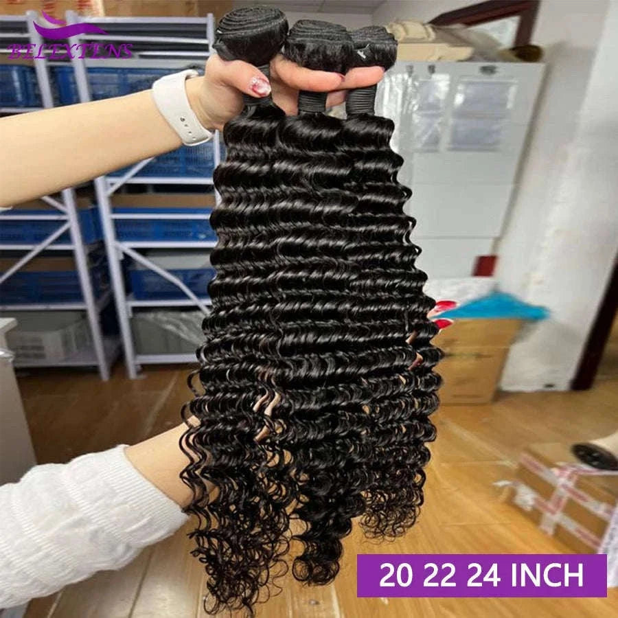 Deep Wave Brazilian Human Hair Bundles for Full Body-france / 20 22 22