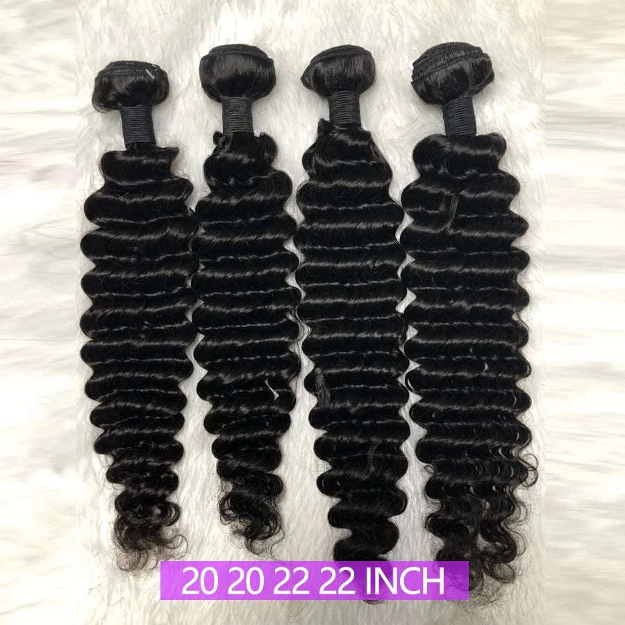 Deep Wave Bundles Brazilian Human Hair Extensions-france / 20 22 22