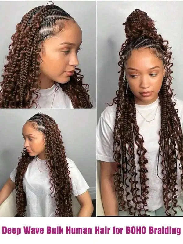 Deep Wave Human Hair Bundles for Braiding – Boho Curly Style-natural color / United States / 28inches