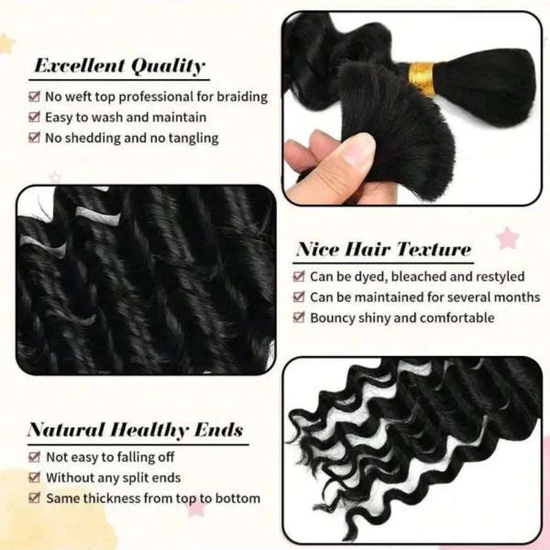 Deep Wave Human Hair Bundles for Braiding – Boho Curly Style-natural color / United States / 28inches