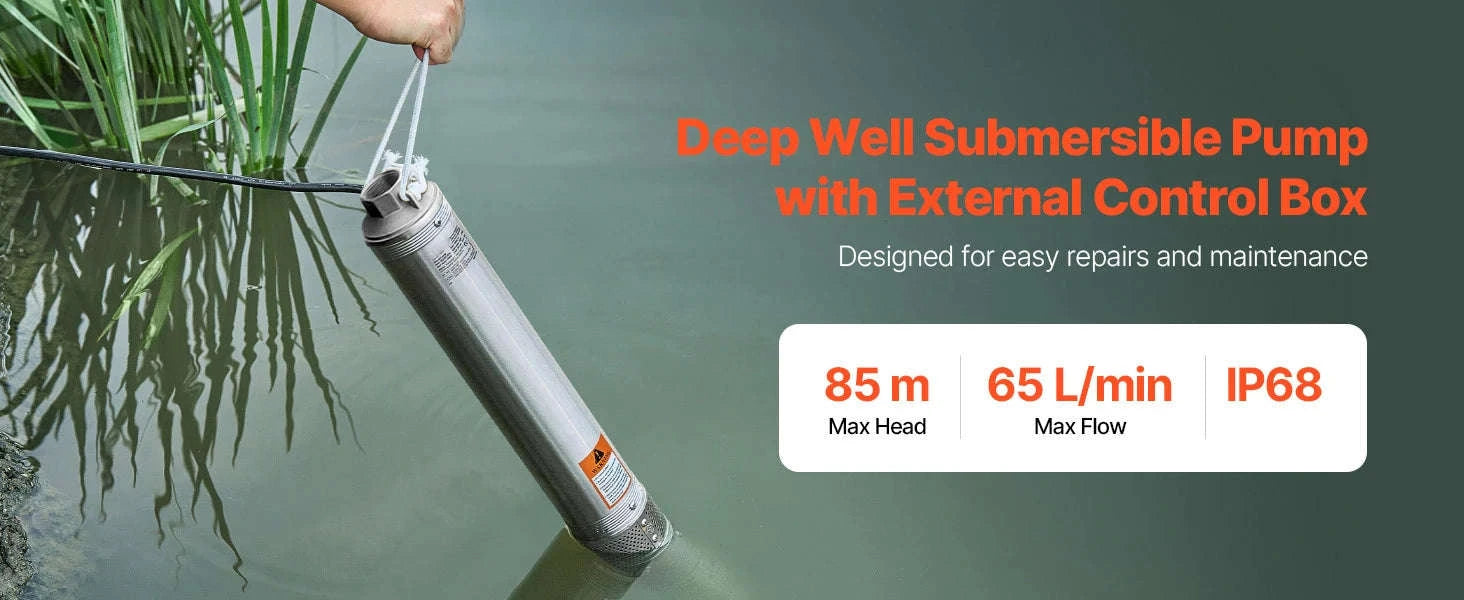 Deep Well Submersible Pump 230V with 65.65 ft Cord-1100W External Start / EU / france