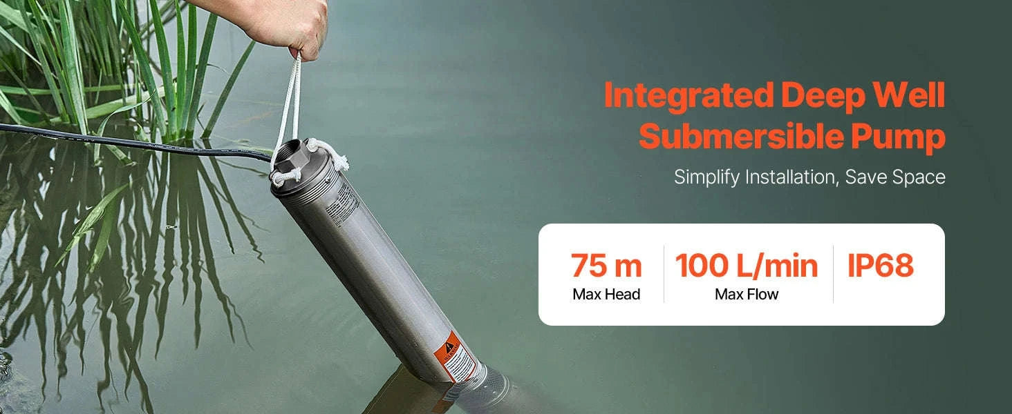 Deep Well Submersible Pump 230V with 65.65 ft Cord-1100W External Start / EU / france