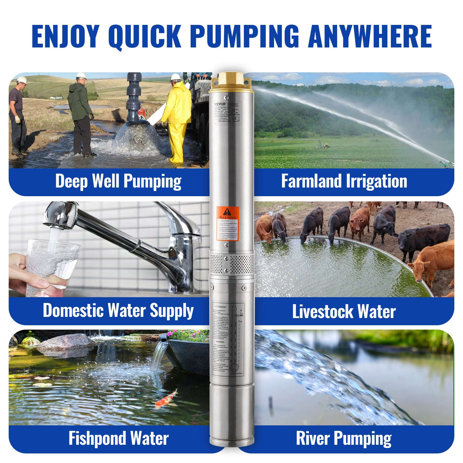 Deep Well Submersible Pump 370W-2200W 230V Stainless Steel-750W Built-in / EU / spain