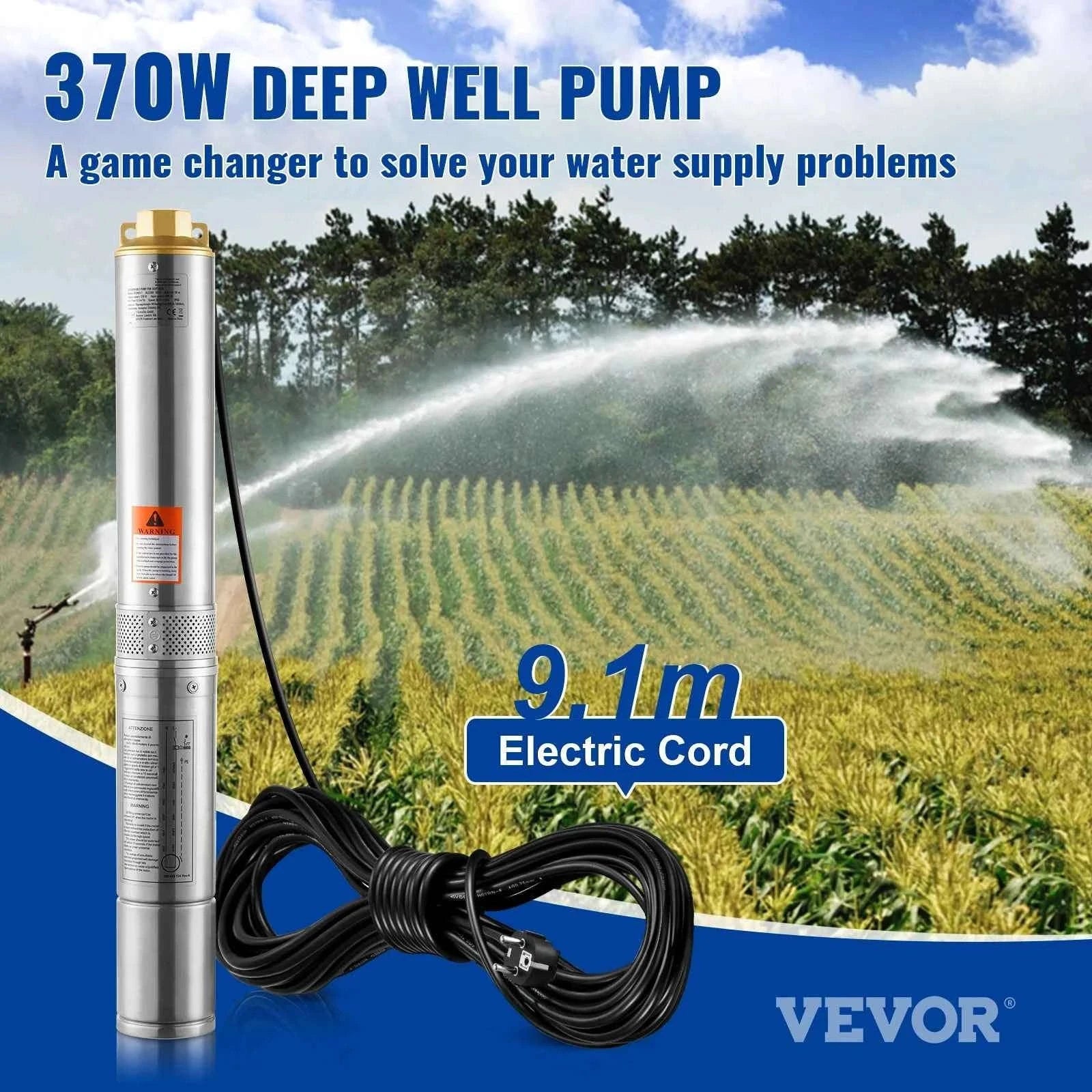 Deep Well Submersible Pump 370W-2200W 230V Stainless Steel-750W Built-in / EU / spain