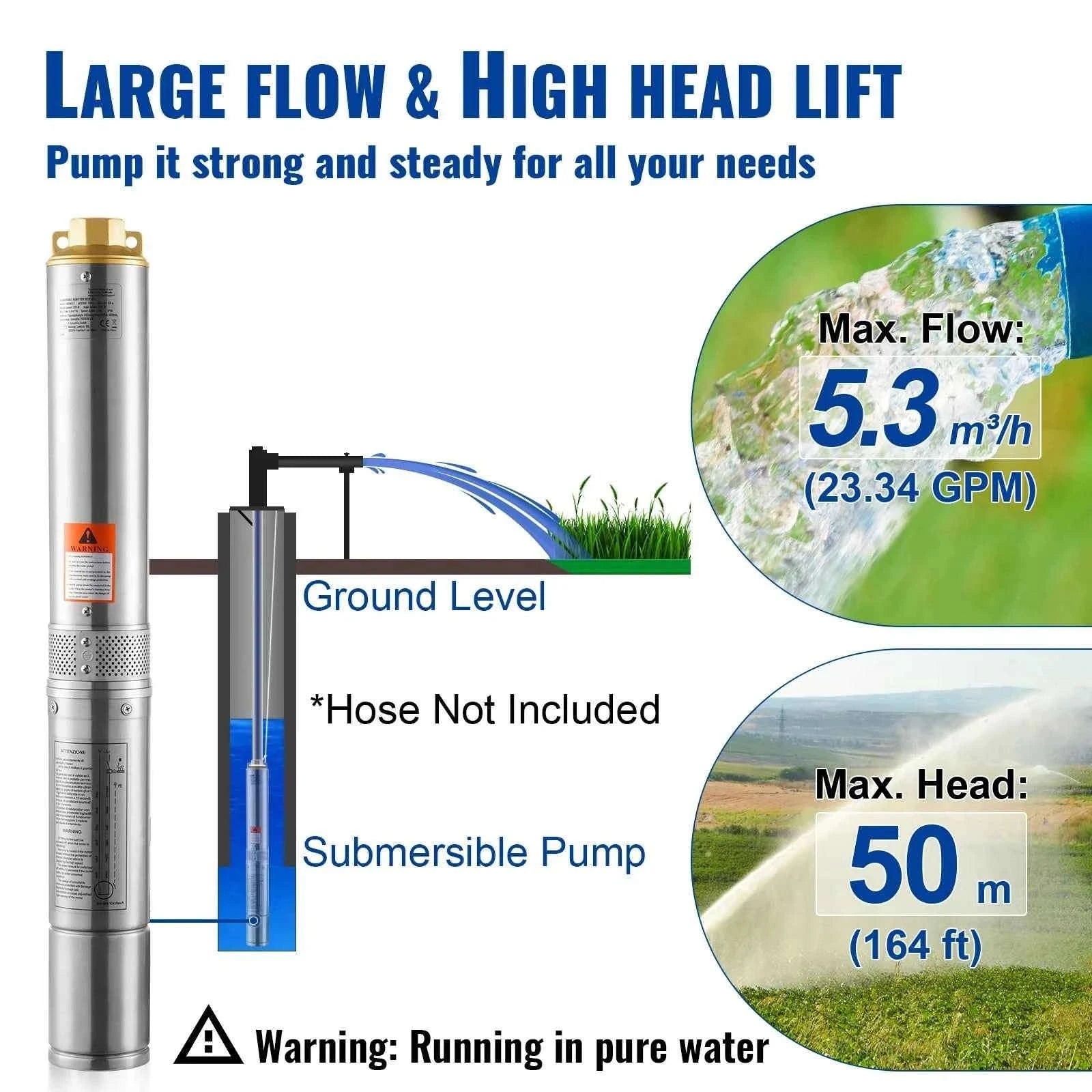 Deep Well Submersible Pump 370W-2200W 230V Stainless Steel-750W Built-in / EU / spain