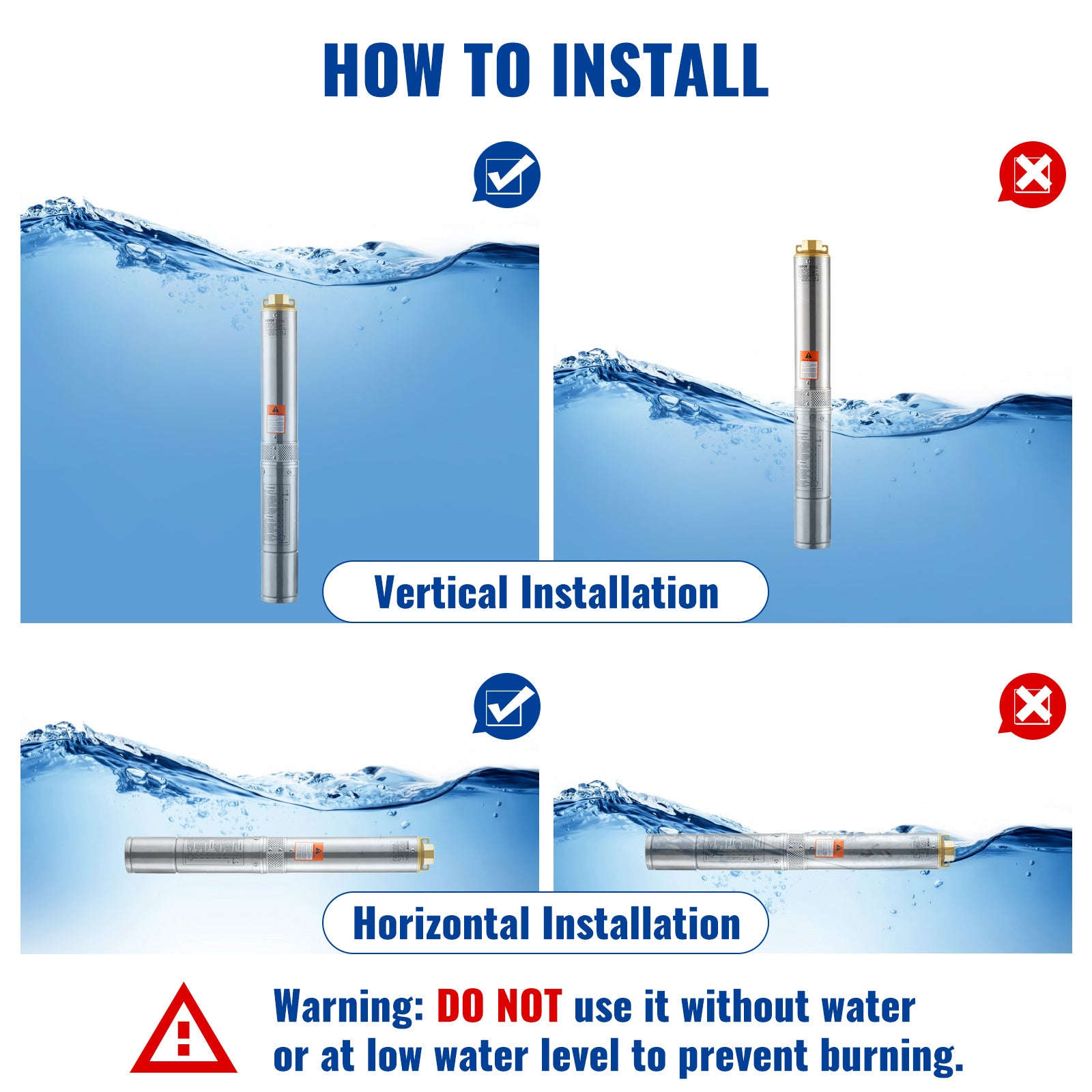Deep Well Submersible Pump 370W-2200W 230V Stainless Steel-750W Built-in / EU / spain