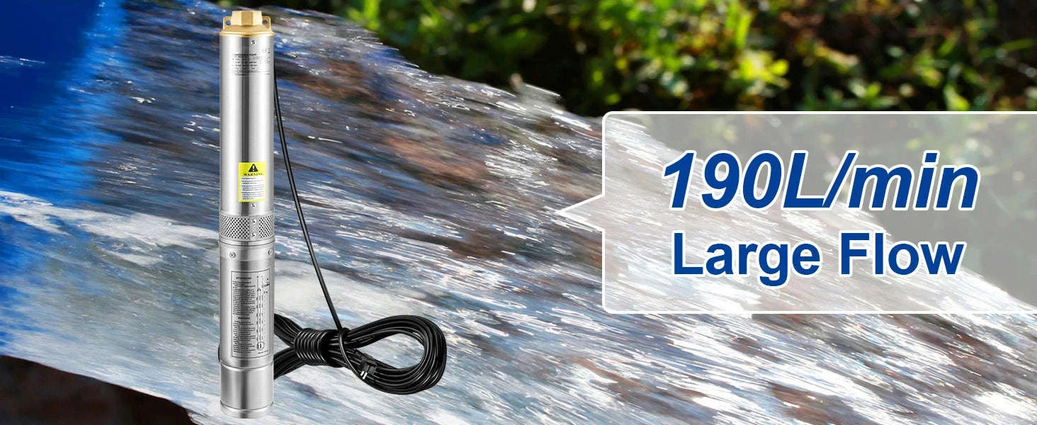 Deep Well Submersible Pump Stainless Steel High Head-370W Outer Starter / EU / CZECH REPUBLIC