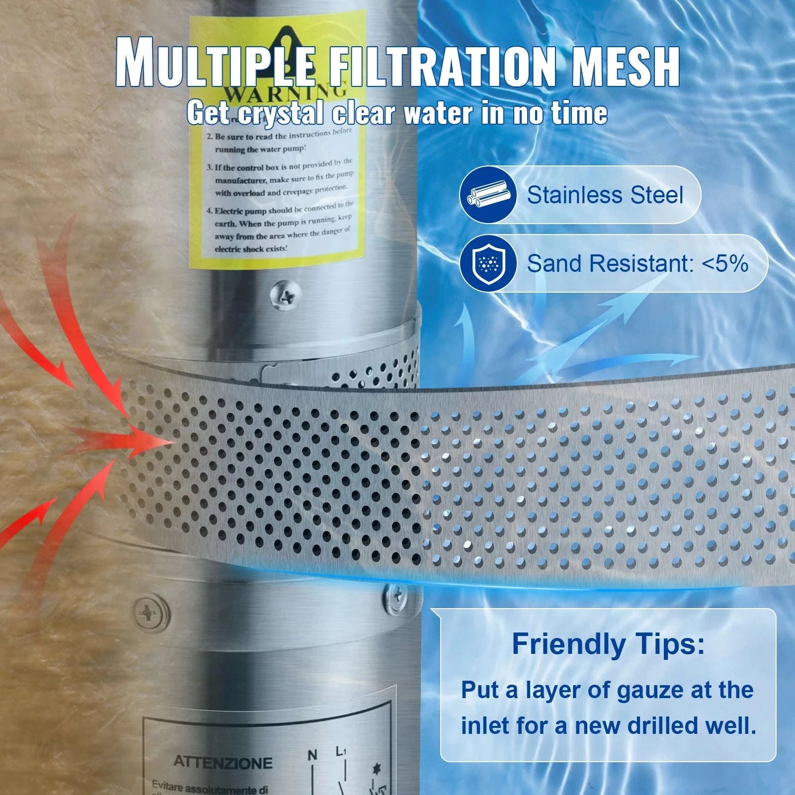 Deep Well Submersible Pump Stainless Steel High Head-370W Outer Starter / EU / CZECH REPUBLIC