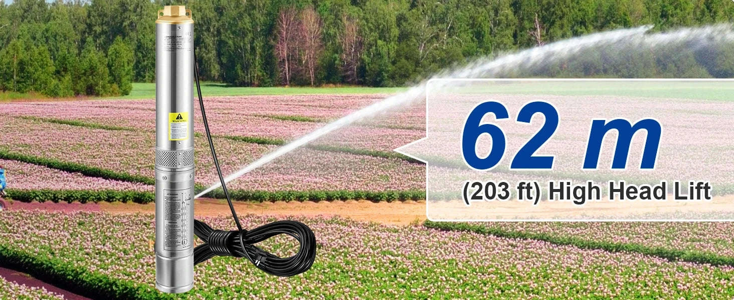 Deep Well Submersible Pump Stainless Steel High Head-370W Outer Starter / EU / CZECH REPUBLIC