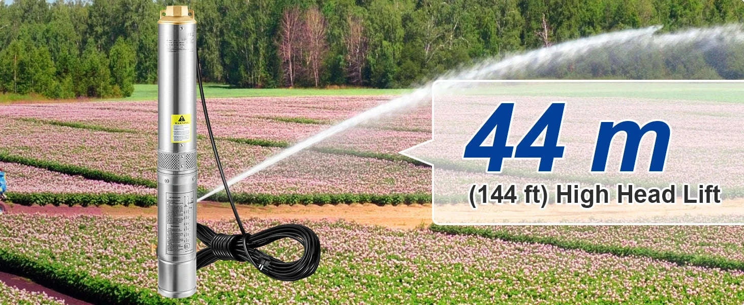 Deep Well Submersible Pump Stainless Steel High Head-370W Outer Starter / EU / CZECH REPUBLIC