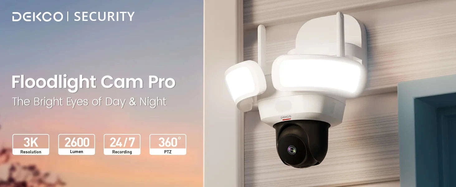 DEKCO 3K UHD WiFi Floodlight Camera with 360° View-1/3" / US Plug / United States